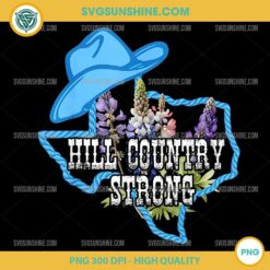Texas Bluebonnet PNG – Hill Country Strong with cowboy hat and rope