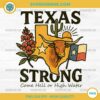 Texas Strong PNG with Longhorn, Texas flag, sun, cactus, and bluebonnet