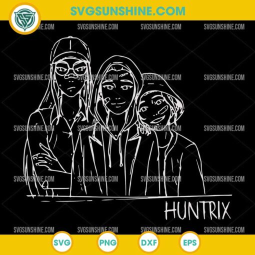 Trendy Huntrix SVG – KPop Demon Hunters Girl Group in Line Art