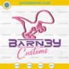 Barnby Customs Dinosaur SVG – Pink and Purple Outline Dino Logo Design – SVG PNG DXF EPS