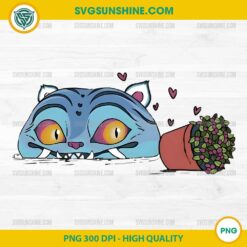 Playful Blue Tiger PNG &ndash; Derpy Tiger with Plant from KPop Demon Hunters