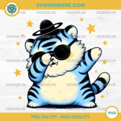 Fluffy Blue Tiger Cat PNG – Cute Dabbing Character Digital Art