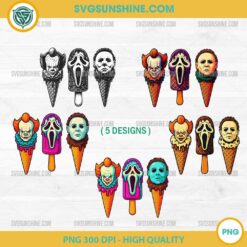Horror Ice Cream PNG – Scary Movie Characters Popsicle Clipart 5 Designs Digital Download