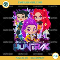 Huntrix Anime Chibi PNG featuring Rumi Mira Zoey KPop Demon Hunters Digital Art