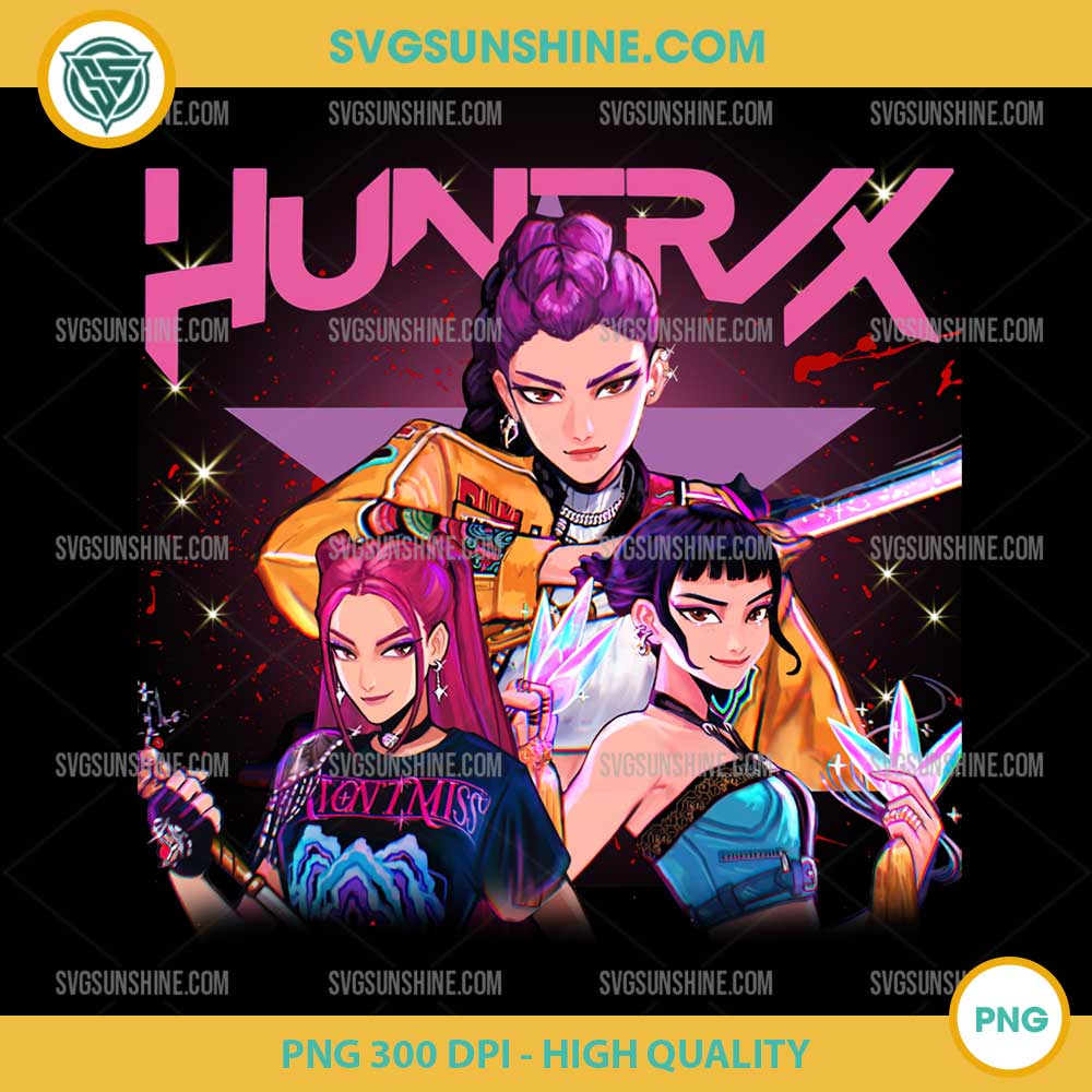 Huntrix Pop Art PNG Zoey Mira Rumi KPop Demon Hunters Anime Clipart