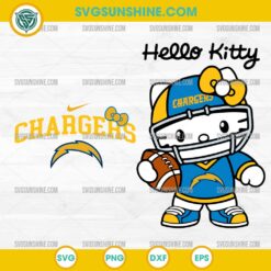 Los Angeles Chargers Hello Kitty SVG &ndash; Front & Back Football Girl PNG DXF EPS