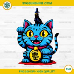 Lucky Blue Tiger PNG – Maneki Neko Tiger with Crow from KPop Demon Hunters – 300 DPI Transparent Background