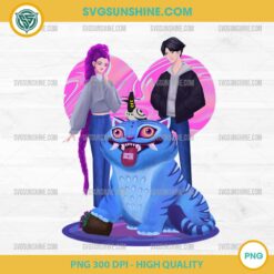 Rumi and Jinu with Derpy Tiger PNG – KPop Demon Hunters Digital Art Download