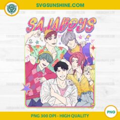 Saja Boys Boy Band PNG – Pastel K-Pop Group Digital Artwork