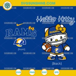 Rams Hello Kitty SVG PNG DXF EPS &ndash; Front & Back Football Girl Clipart Digital File