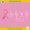 49ers Breast Cancer PNG with pink ribbon heartbeat football design