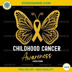 Childhood Cancer Awareness PNG &ndash; Gold Ribbon Butterfly PNG Design