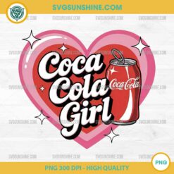 Coca Cola Girl PNG – Retro Soda Can Heart Design for Sublimation