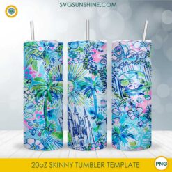 Disney Cinderella Floral Castle 20oz Skinny Tumbler Template PNG &ndash; Straight & Tapered Designs