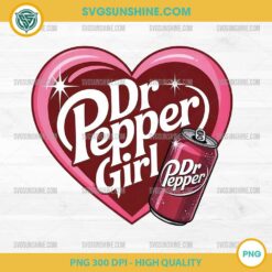 Dr Pepper Girl PNG – Retro Soda Can Heart Design for Sublimation