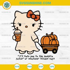 Hello Kitty Pumpkin Patch SVG Cute Ghost Halloween Coffee PNG DXF EPS