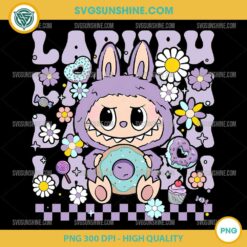 Labubu Floral Donut PNG &ndash; Cute Labubu Character with Flowers, Candy & Donut Design