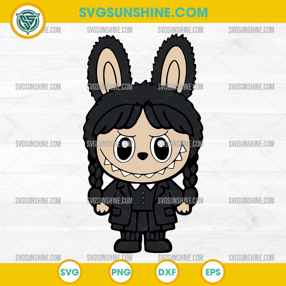 Labubu Wednesday SVG PNG DXF EPS – Cute Wednesday Addams Cricut Design