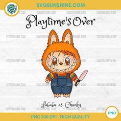 Labubu as Chucky Halloween PNG with Cute Spooky Doll Design