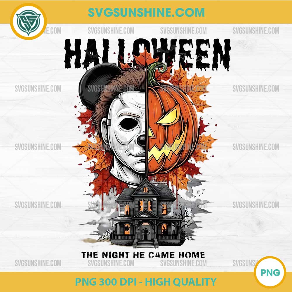 Michael Myers Mickey Halloween PNG The Night He Came Home Pumpkin Horror Design