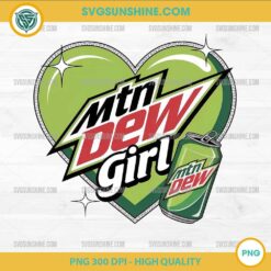 Mtn Dew Girl PNG – Green Soda Can Heart Design for Sublimation