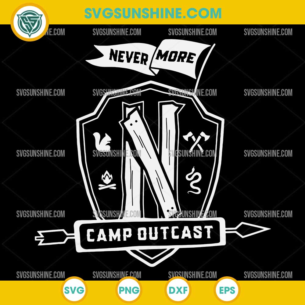 Nevermore Camp Outcast SVG PNG DXF EPS – Wednesday Addams Season 2 Cricut Design