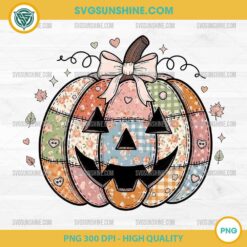 Patchwork Pumpkin PNG Cute Fall Pumpkin with Bow Design for Sublimation and Crafts