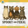 Spooky and Feral Raccoon Halloween PNG with Ghost, Pumpkin Head and Skeleton Costume