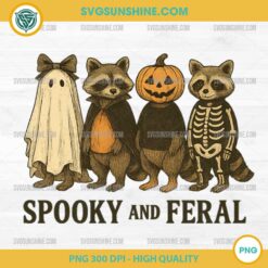 Spooky and Feral Raccoon Halloween PNG – Cute Ghost, Pumpkin Head & Skeleton Raccoon Design