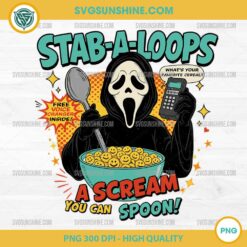 Stab-A-Loops Ghostface Cereal PNG Funny Horror Breakfast Parody Clipart