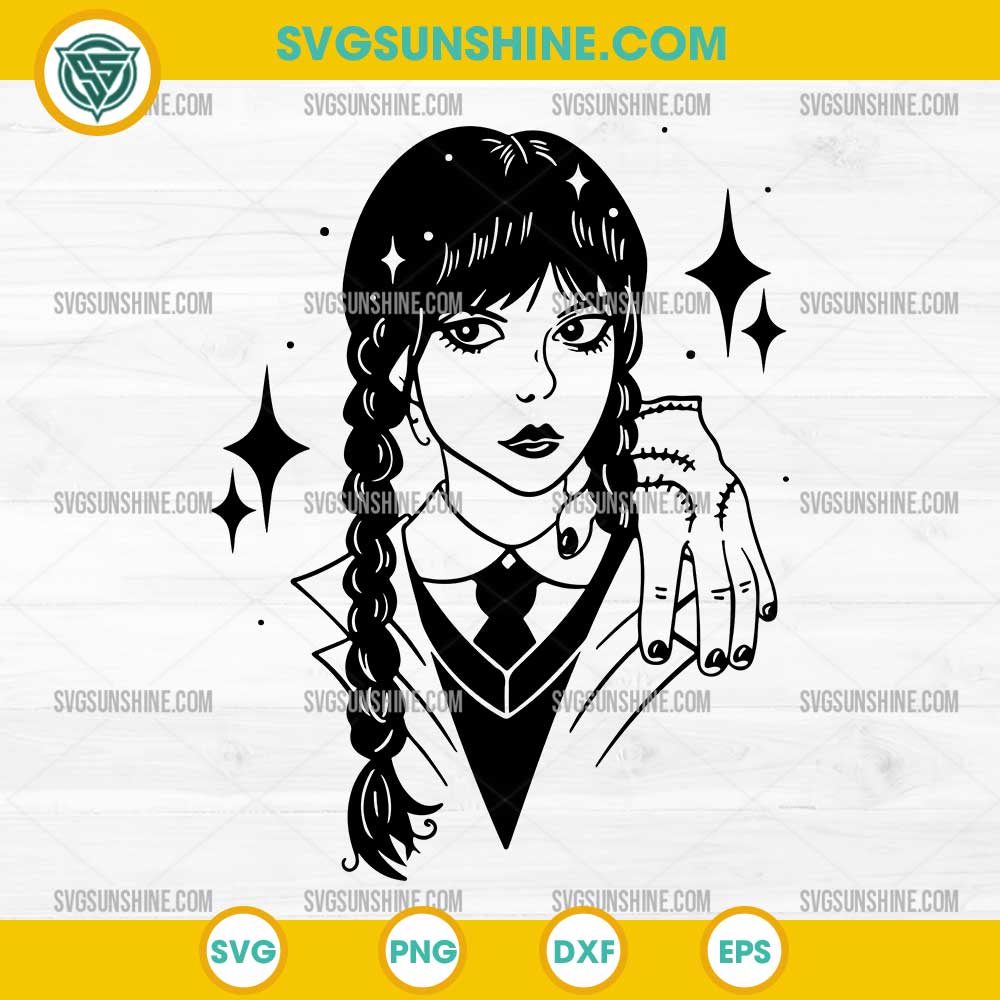 Wednesday Addams SVG PNG DXF EPS – Gothic Thing Hand Cricut Design