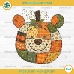 Winnie the Pooh Pumpkin PNG Cute Patchwork Fall Design