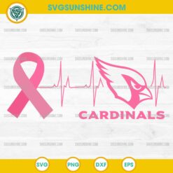 Arizona Cardinals Breast Cancer Awareness SVG Pink Ribbon Heartbeat Football Design