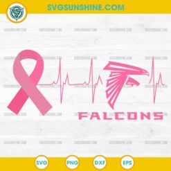 Atlanta Falcons Breast Cancer Awareness SVG Pink Ribbon Heartbeat Football Design