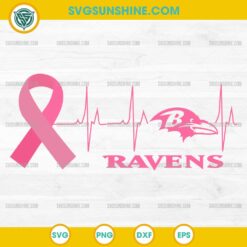 Baltimore Ravens Breast Cancer Awareness SVG Pink Ribbon Heartbeat Football Design