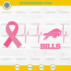 Buffalo Bills Breast Cancer Awareness SVG Pink Ribbon Heartbeat Football design