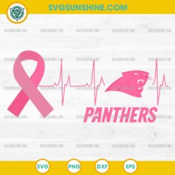 Carolina Panthers Breast Cancer Awareness SVG Pink Ribbon Heartbeat Football Design