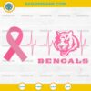Cincinnati Bengals Breast Cancer Awareness SVG Pink Ribbon Heartbeat Football Design