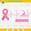 Cleveland Browns Breast Cancer Awareness SVG Pink Ribbon Heartbeat Design