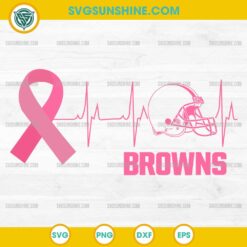Cleveland Browns Breast Cancer Awareness SVG Pink Ribbon Heartbeat Design