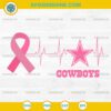 Dallas Cowboys Breast Cancer Awareness SVG PNG with pink ribbon heartbeat star football design