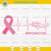 Denver Broncos Breast Cancer Awareness SVG Pink Ribbon Heartbeat Design