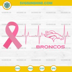 Denver Broncos Breast Cancer Awareness SVG Pink Ribbon Heartbeat Design