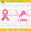 Detroit Lions Breast Cancer Awareness SVG Pink Ribbon Heartbeat Football Design