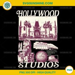 Retro Hollywood Studios PNG vintage Disney attractions design for Cricut and Silhouette