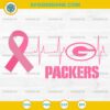 Green Bay Packers Breast Cancer Awareness SVG Pink Ribbon Heartbeat Football Design