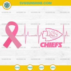 Kansas City Chiefs Breast Cancer Awareness SVG Pink Ribbon Heartbeat Design