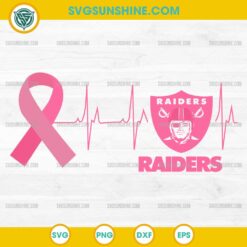 Las Vegas Raiders Breast Cancer Awareness SVG Pink Ribbon Heartbeat Design