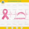 Los Angeles Chargers Breast Cancer Awareness SVG PNG pink ribbon heartbeat football design