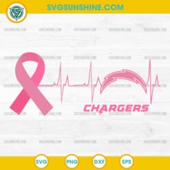 Los Angeles Chargers Breast Cancer Awareness SVG PNG pink ribbon heartbeat football design